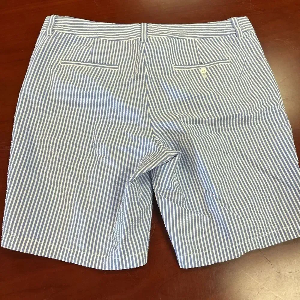 J. Crew Blue & White Seersucker Bermuda Shorts sz 10
